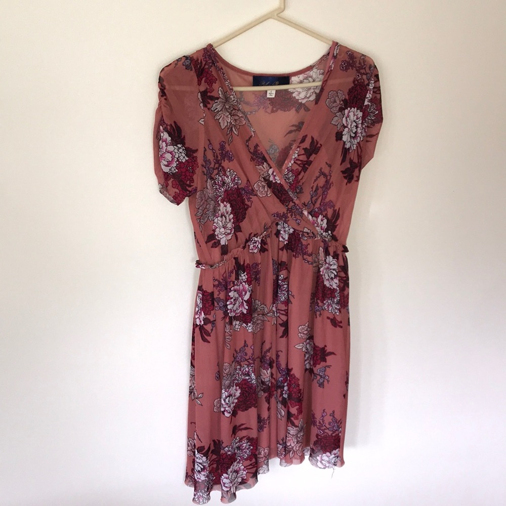 Blue Rain Sheer Floral Dress